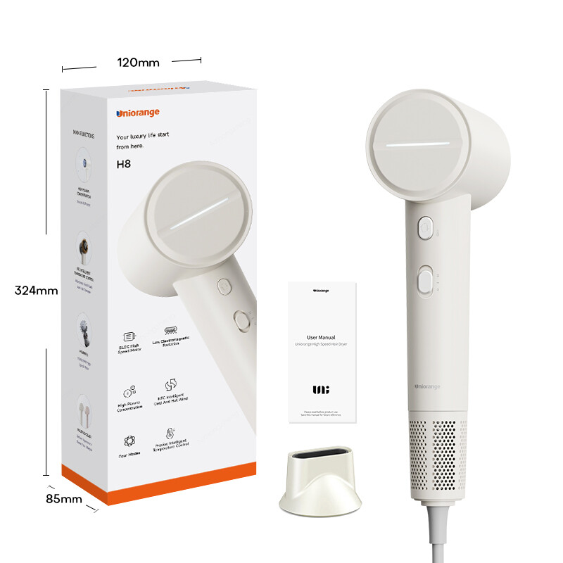 H8 Plasma High Speed Hair Dryer (Pure White), 4 Modes, 1600W Power & 1 Billion Plasma