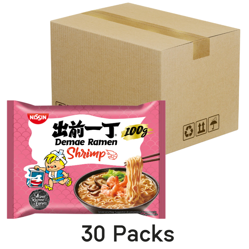 Nissin Instant Demae Ramen Noodle Shrimp, 30X100g