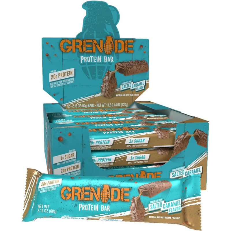 Grenade Carb Killa Protein Nutrition Bar Chocolate Chip Salted Caramel Flavour - 12 X 60G