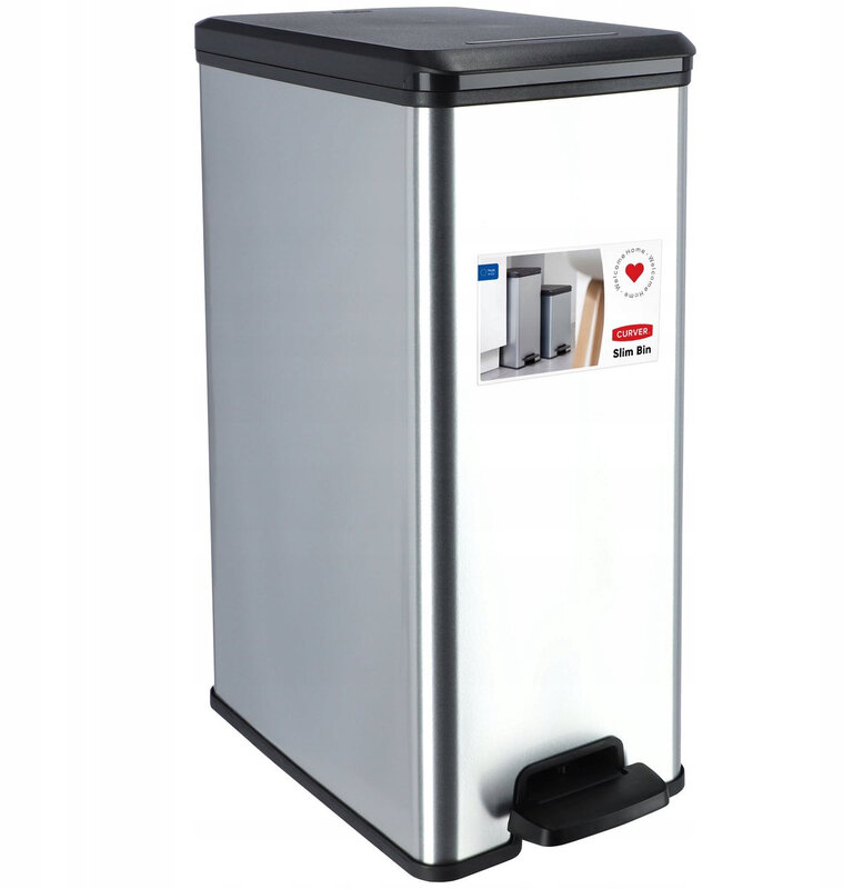Curver Decobin Slim afvalemmer - 40 liter - Metallic-look - Premium opbergoplossing - Duurzaam kunststof - Moderne huiselijke organisatie