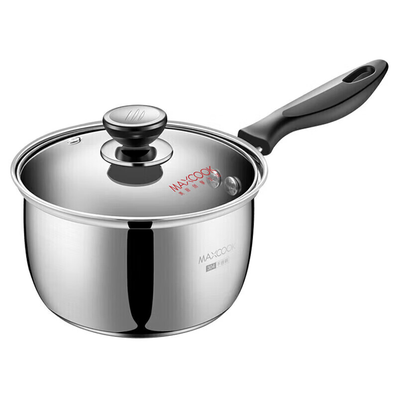 Maxcook 304 Stainless Steel Capsule Bottom Sauce Pan 16Cm W/Glass Lid Ln116