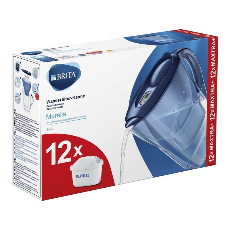 BRITA Marella waterfilter blauw 2,4 L + 12 Maxtra Pro