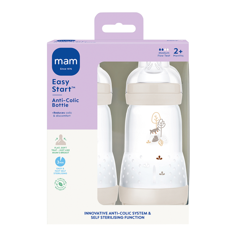 Mam Anti Colic Bottle 260Ml 2 Pack Assorted Designs And Colours
