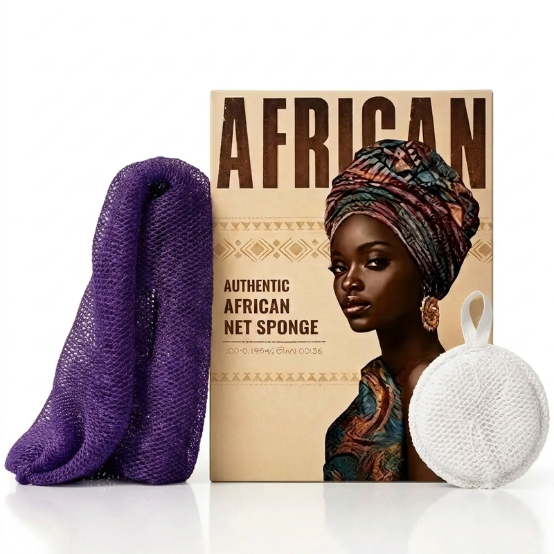 Persoonlijke verzorging – Afrikaanse netspons 70 g paars + wit met koord