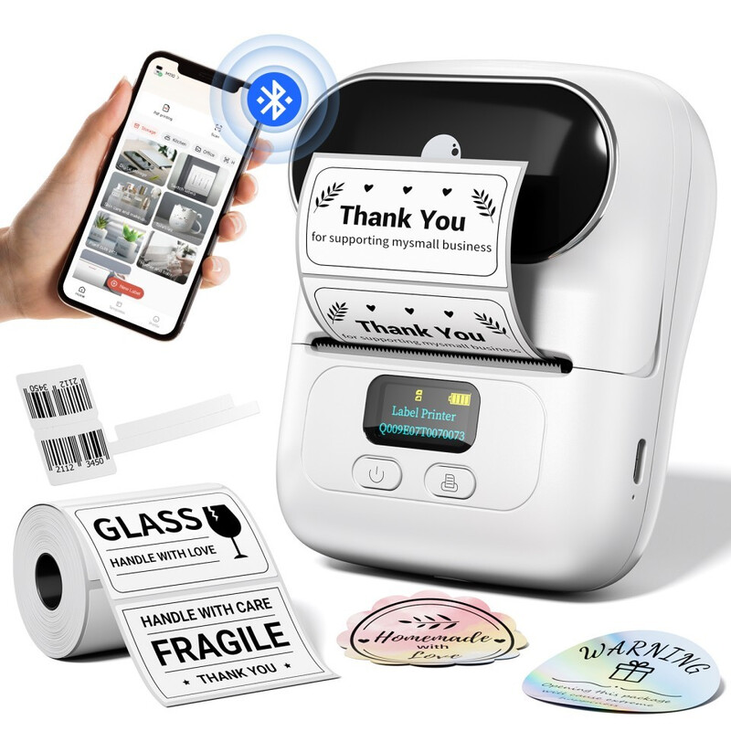 Phomemo M110 Portable Label Maker: Compact Bluetooth Printer for Custom Product Labels, Stickers, Barcodes & Logos