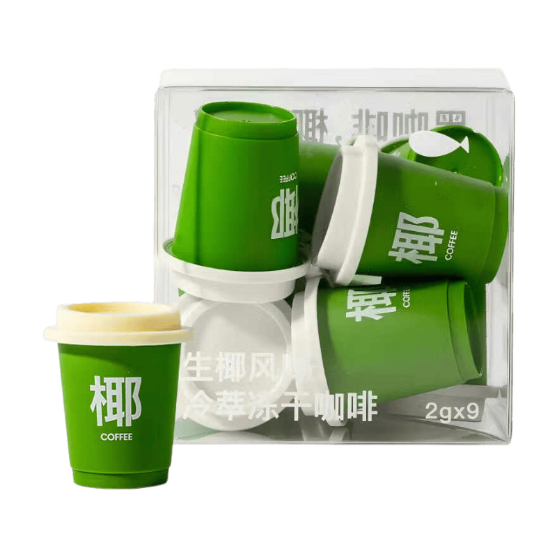Office Fish Instant-Kaffee, gefriergetrocknet, mit Nata de Coco-Geschmack, 2 g pro Stück × 9 Stück pro Packung