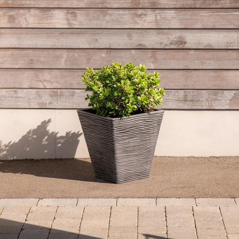 Strata Amalfi Planter Square Tapered Small W:36cm X H:39cm Pewter