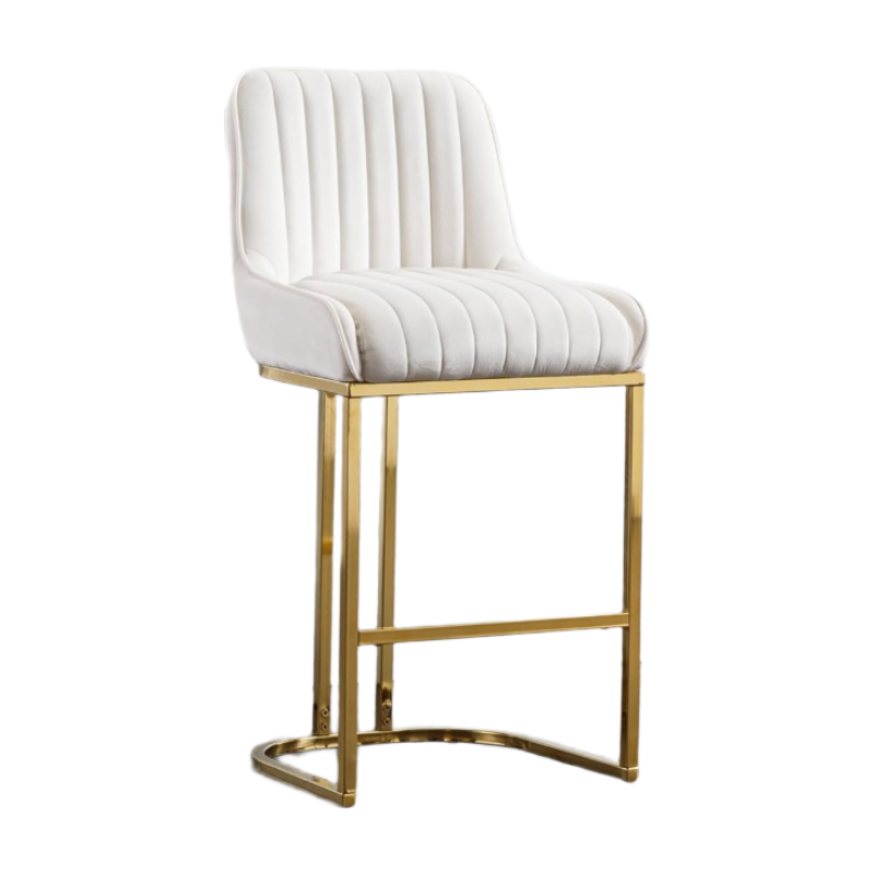 Bar Stools Set of 2 Velvet Counter Chairs with Backrest Breakfast Bar Stools for Kitc