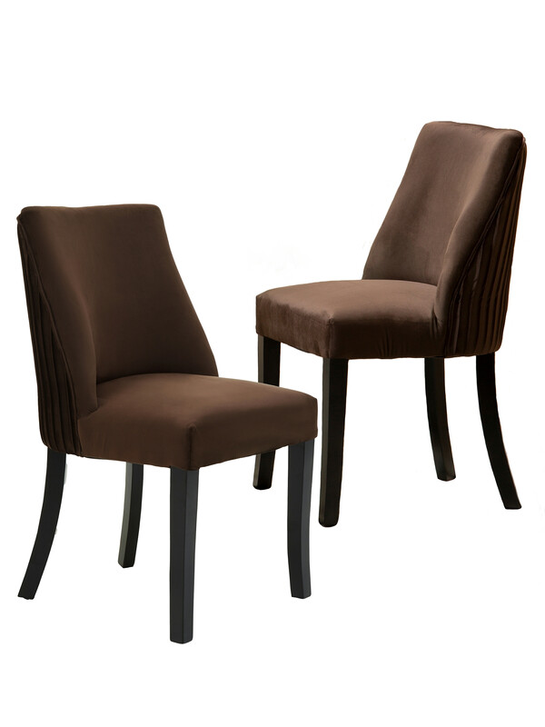 Interiors by Premier Dining Chairs Kensington Townhouse Pleated Velvet Brown/Black 2pcs