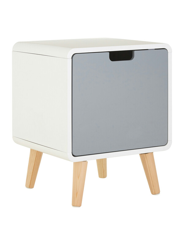 Bedside Table Milo 1 Drawer Grey/White/Natural