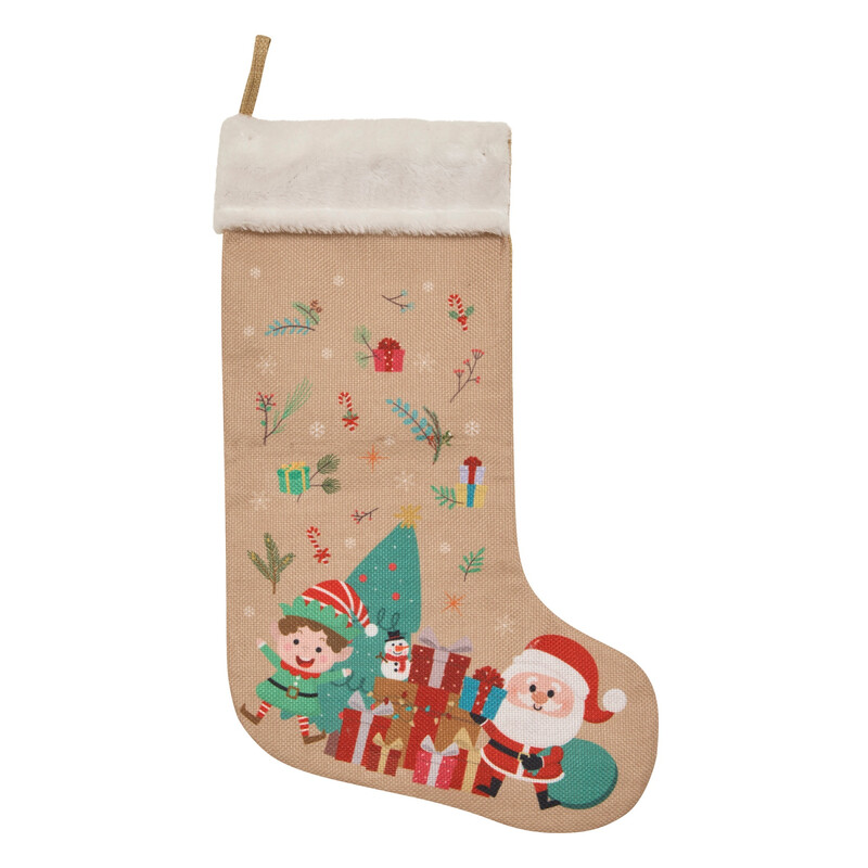 Feeric Jute Kerstschoen - Beige, 45 cm