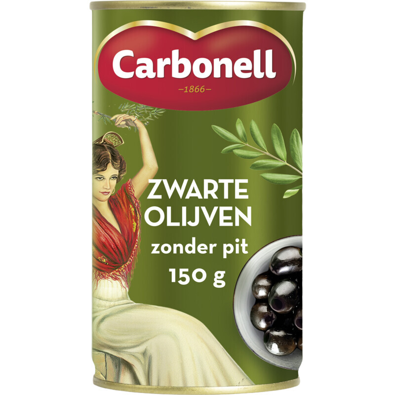 Carbonell Zwarte Olijven Zonder Pit - 150 g