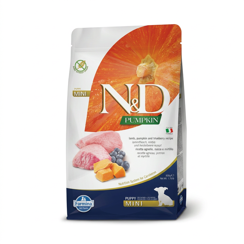 Farmina N&D Kürbis Lamm Hundefutter für Welpen Kleinrassen 800 g