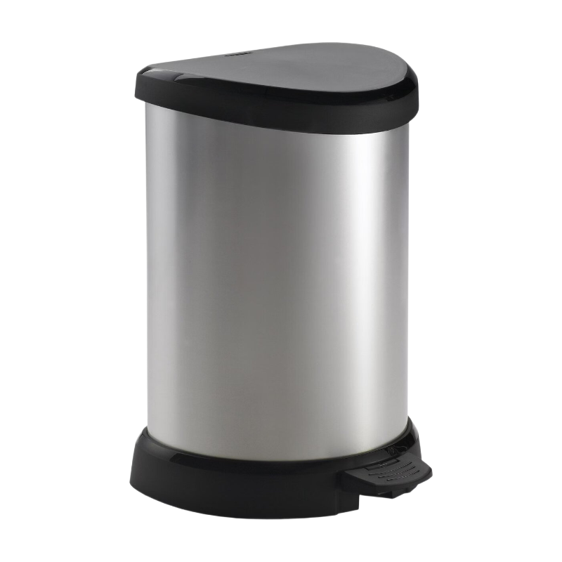 Curver Curver Decobin afvalemmer - 15 liter - metallic - gerecycled kunststof - premium opbergoplossing, duurzaam kunststof, moderne huisorganisatie