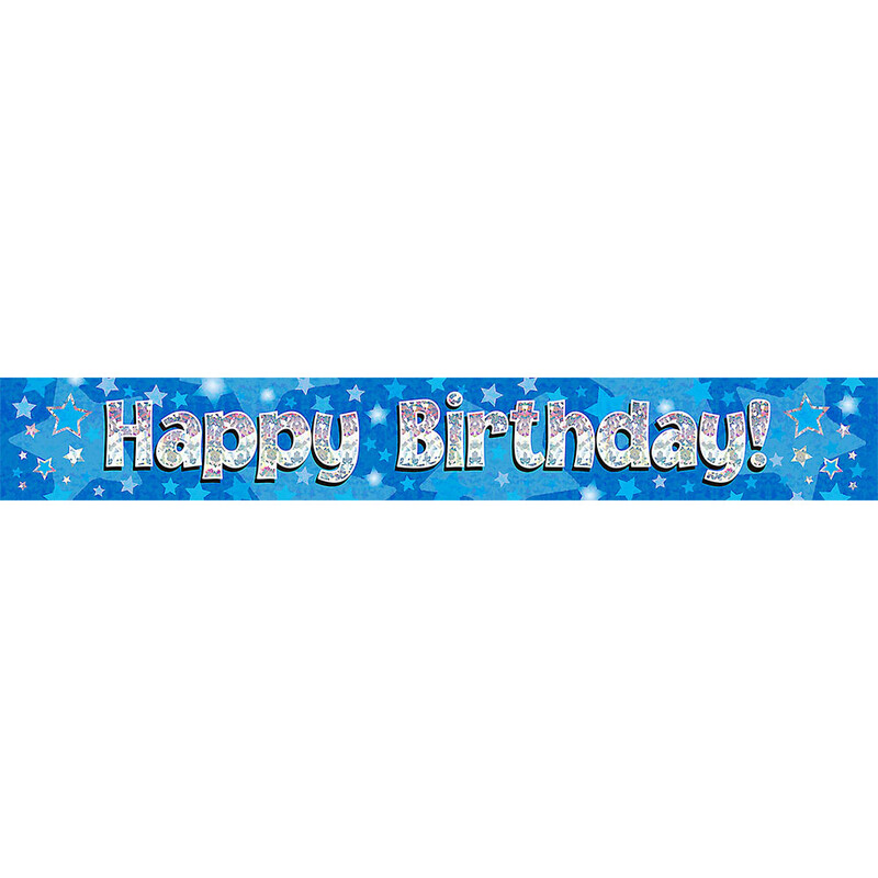 Procos Blue Holographic Happy Birthday Banner 9Ft