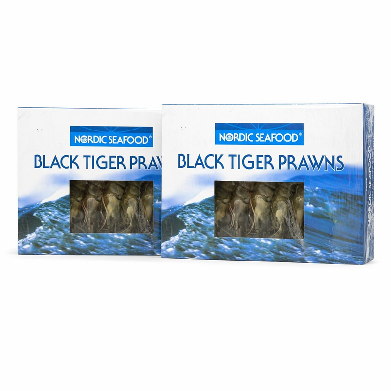 Nordic Seafood Black Tiger Garnalen Met Kop En Schaal – 2 x 750 g