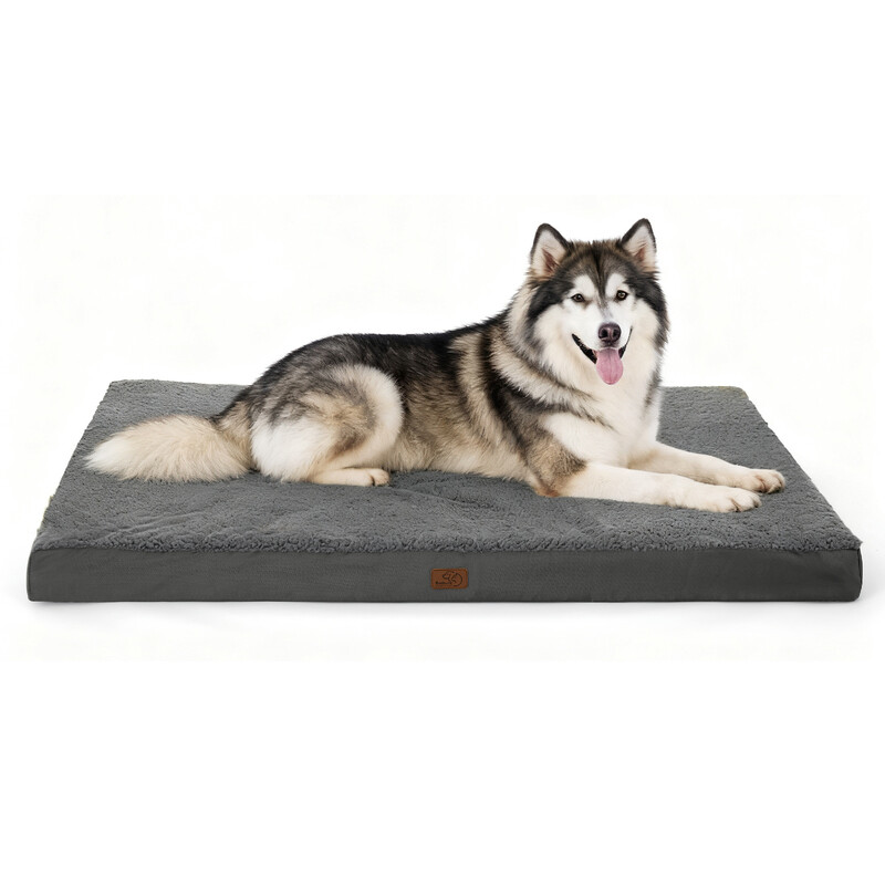 Bedsure Haustiermatte für Hunde - XL Hundebett aus Eierkarton-Schaumstoff mit Oxford-Gewebe, dunkelgrau