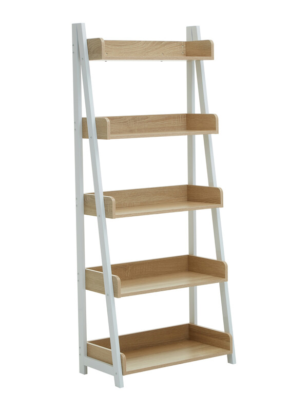 Interiors by Premier Bookcase Bradury 5 Shelves Oak/White