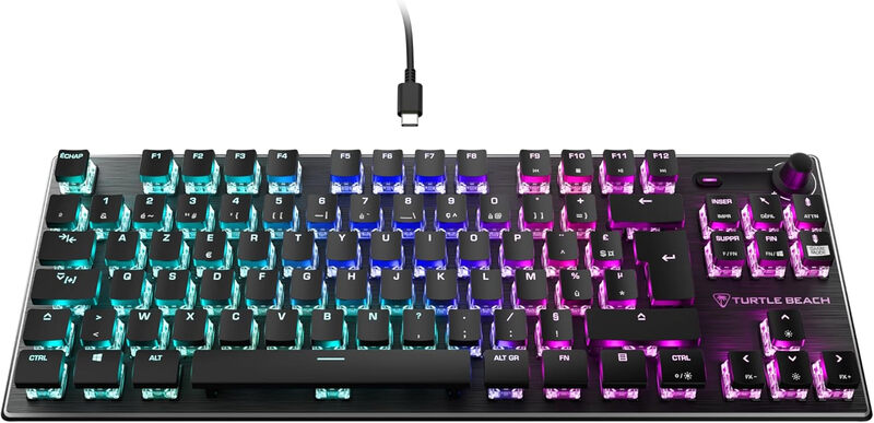 TURTLE BEACH Vulcan Clavier Gaming Mécanique (Titan Switch Linéaire) Filaire RGB, TKL - AZERTY - Noir