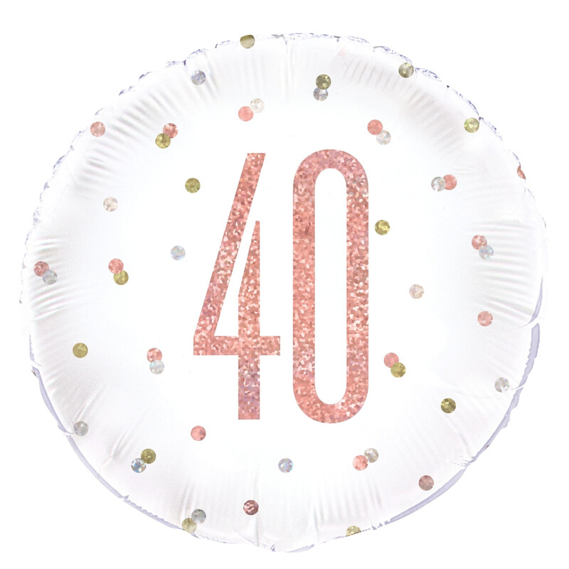 Unique Party Unique Glitz 40Th Birthday Balloon, Rose Gold, 45Cm