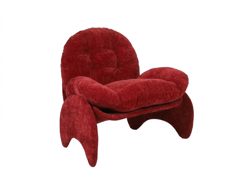 URBAN MEUBLE Arch Serie getufteter Loungesessel - Burgunderrot Bouclé, 85*78*84 cm (1 Stück)