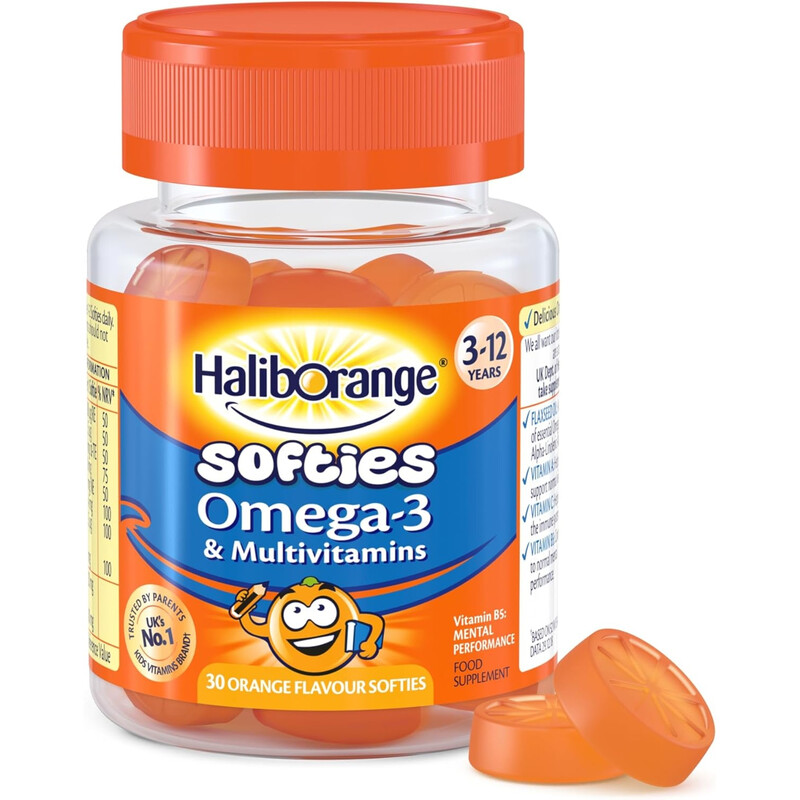 Haliborange Kids Omega-3 Brain & Vision Support Orange Softies - A Tasty Chewable Supplement for Kids Nutrition & Focus
