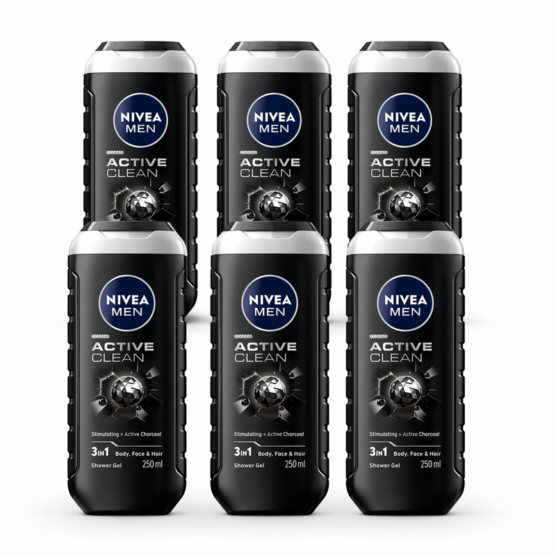NIVEA Men douchegel active clean 250 ml (6-pack)