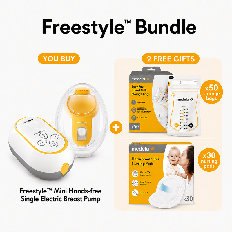 Medela Freestyle™ Mini Handsfree Enkele Elektrische Borstkolfbundel (Gratis Bewaarzakjes & Zoogkompressen)