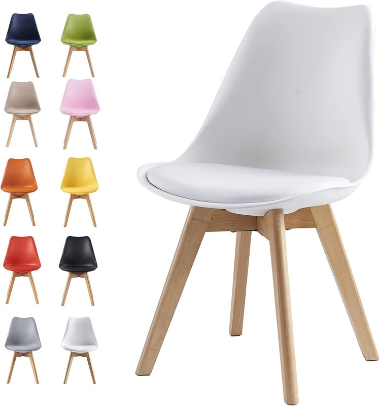 Dining Chairs Wooden Legs Soft Cushion Pad Stylish DELUXE Retro Lounge Dining Office