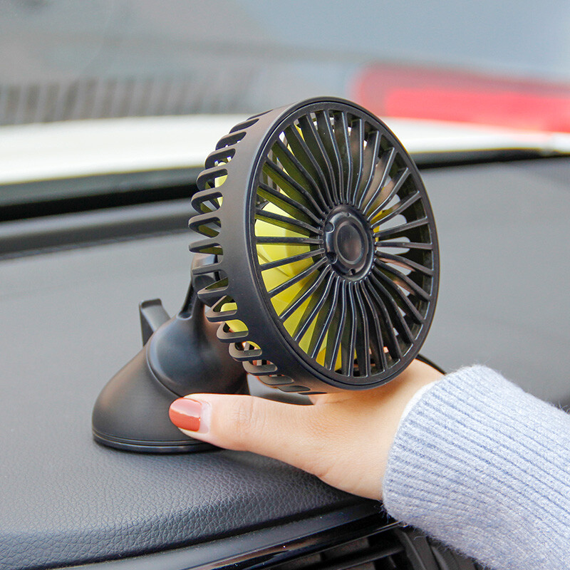 360° Rotatable Car Cooling Fan with Strong Suction Cup, USB Powered 5-Blade Fan, 3-Sp