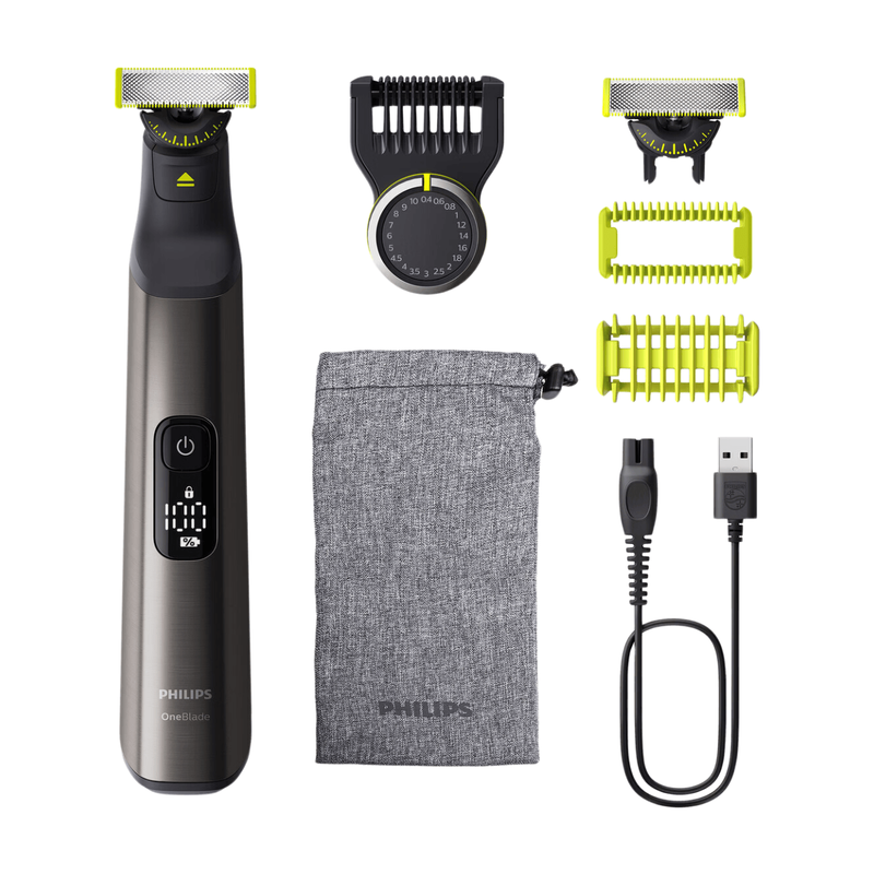 Philips Oneblade Pro 360 Trimmer For Face & Body – Dual-Sided Blade, 120Min Runtime – Black/Silver Qp6552/30
