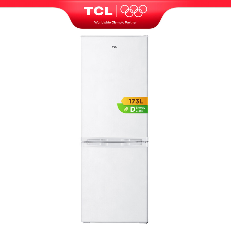 TCL Kühl-Gefrierkombination Weiß, 121L Kühl- & 52L Gefrierfach, verstellbare Einlegeböden, LED-Beleuchtung, Energieklasse D