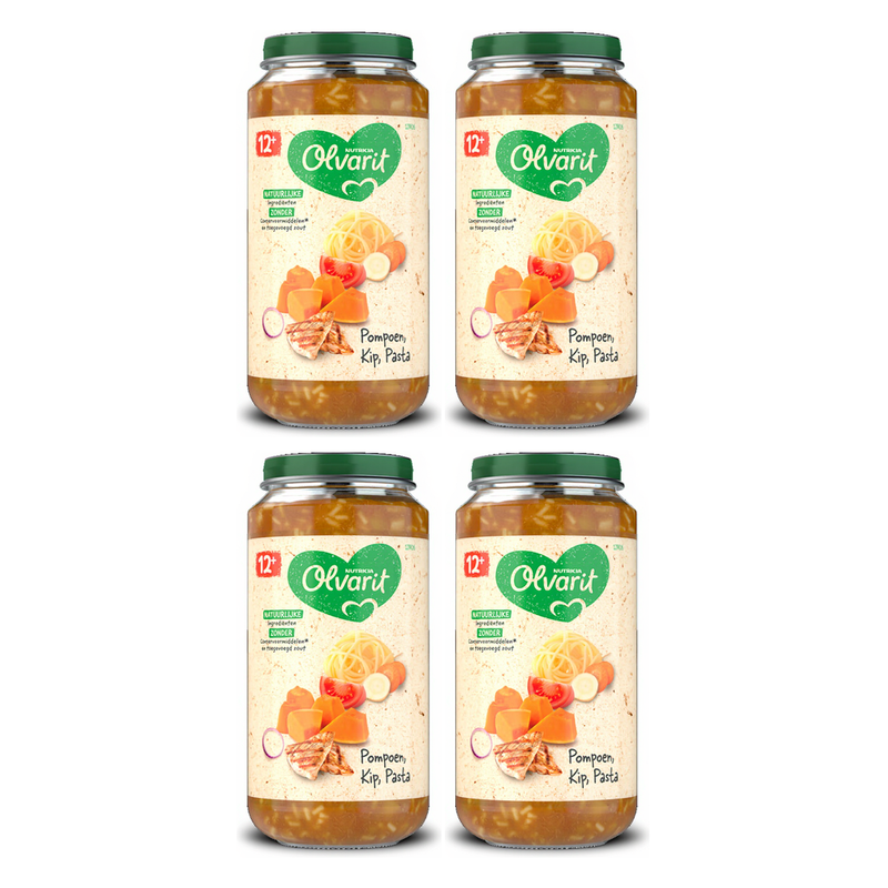 Olvarit Repas 12 mois+ Potiron poulet pâtes 250 g * 4
