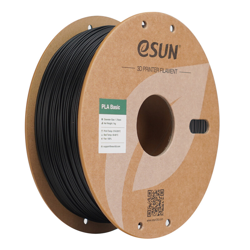 eSUN PLA-Basic 3D-printfilament 1,75 mm - Zwart 1 kg, Hoge snelheid & hoge kosteneffectiviteit geüpgraded PLA 3D-filament voor de meeste printers snelle levering