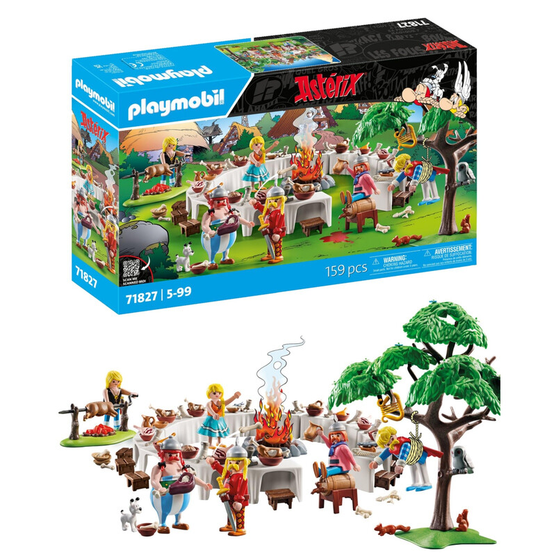 PLAYMOBIL Asterix 71827: Das Dorfessen Spielset | Asterix & Obelix Abenteuer Actionfigur Set für Kinder ab 5 Jahren