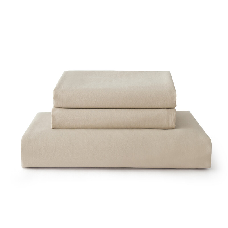 Beddengoed 135 x 200 cm hazelnoot-taupe, 90% katoen, 4-delige beddengoedset - 2-delige dekbedovertrekset met 2 kussenslopen van 80 x 80 cm, textuur vergelijkbaar met gewassen linnen, Oeko-TEX