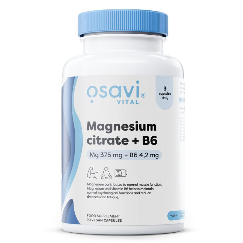 Osavi Magnesium Citrate + Vitamin B6 Muscle Relaxation 375Mg Vegan Capsules - 90 Capsules