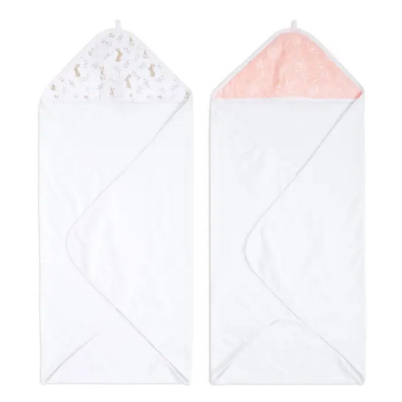 ™ Essentials Cotton Muslin Hooded Towels 2 Pack Blushing Bunnies