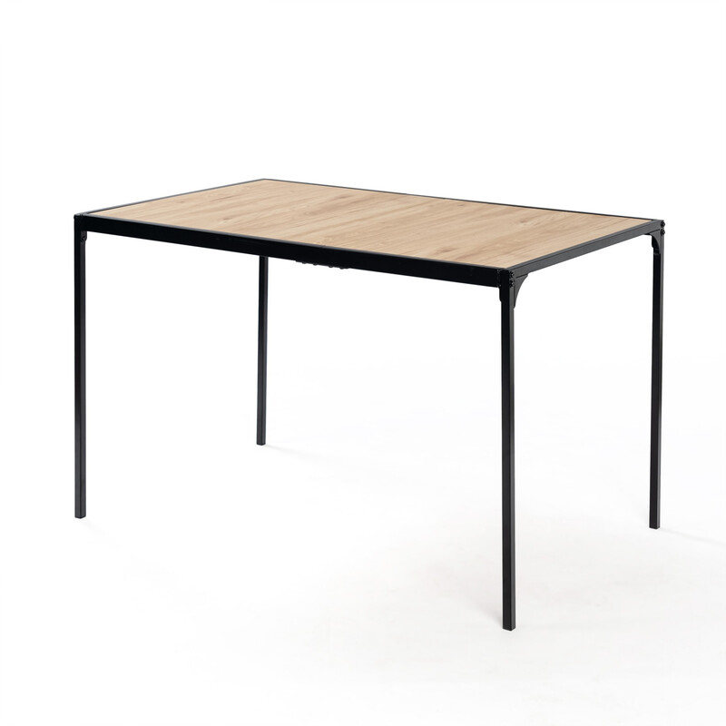 Scandinavian Oak Dining Table with Black Metal Frame
