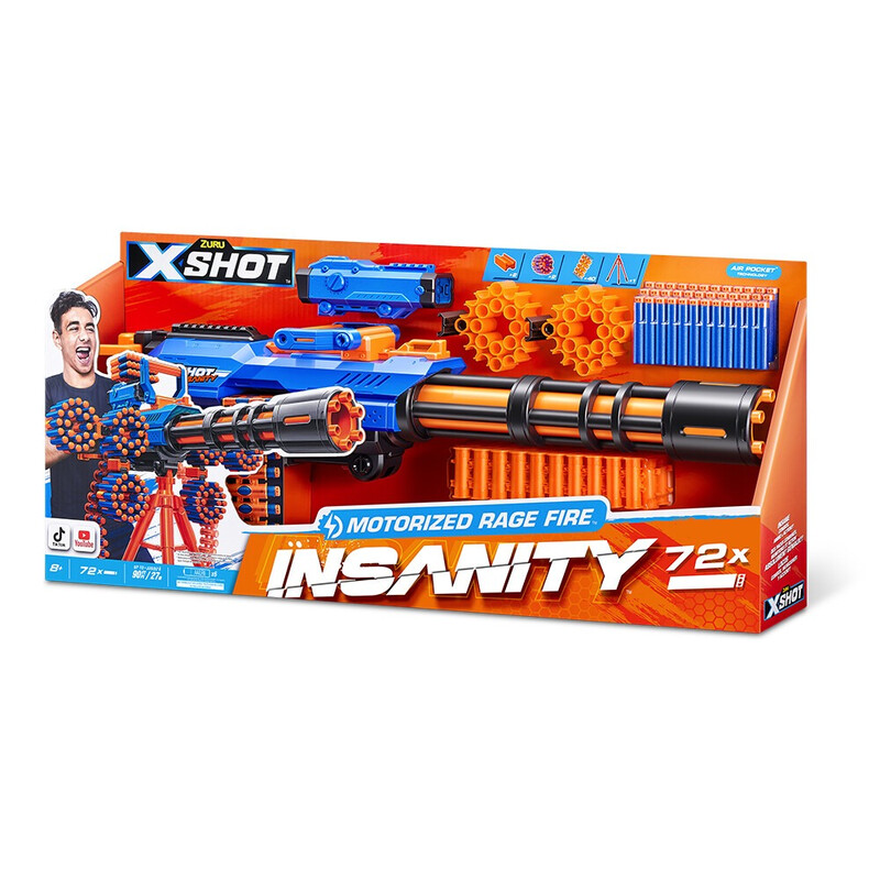 X-Shot Insanity Motorized Rage Fire Gatlin Gun with Tripod