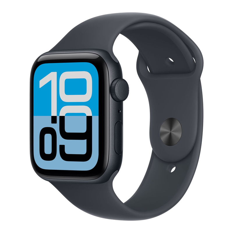 Apple Watch SE 3 GPS 44 mm midnight aluminium kast met midnight sportband - M/L