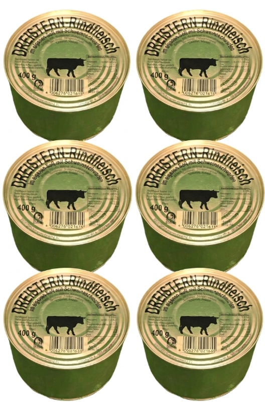 Vorteilspack 6 x Dreistern Rindfleisch im eigenen Saft 400 g