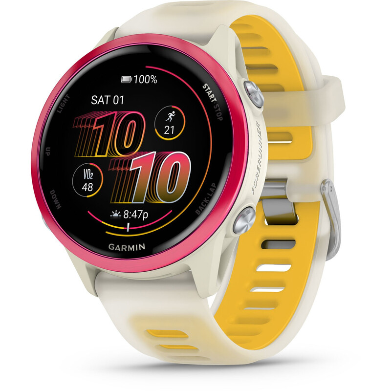 GARMIN Forerunner 570 42 mm Smartwatch - Bone/Mango Aluminium Siliconen Band