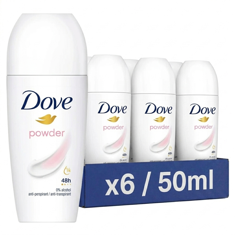Dove Anti-Transpirant Roll-On Poeder 50 ml (6-Pack)