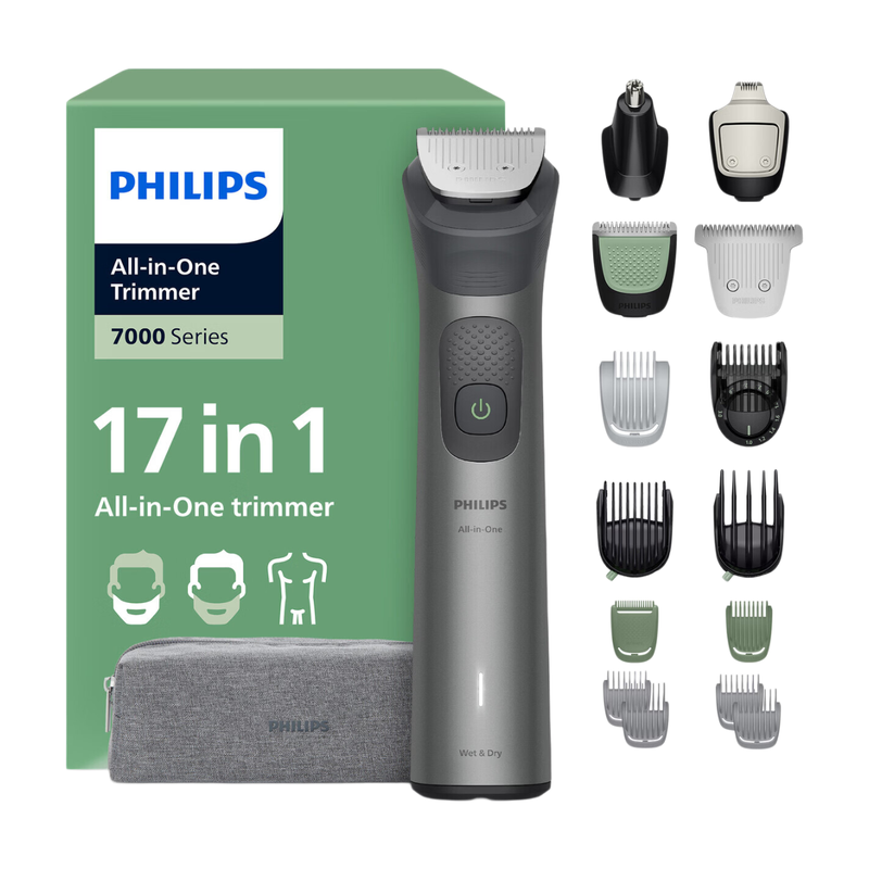 Philips 17-In-1 Trimmer 7000, 22 Length Settings, Wet & Dry, Premium Precision Comb, Beard Sense Technology, Self-Sharpening Mental Blades, Mg7941/15