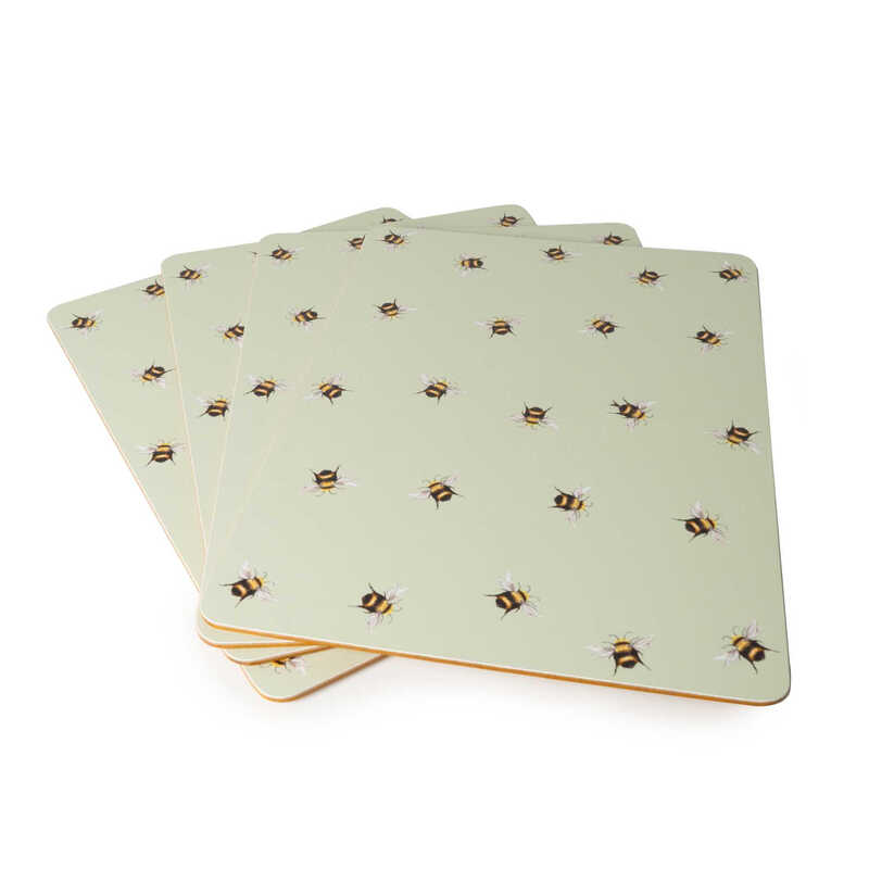 Placemats Bees Pale Green 4pcs