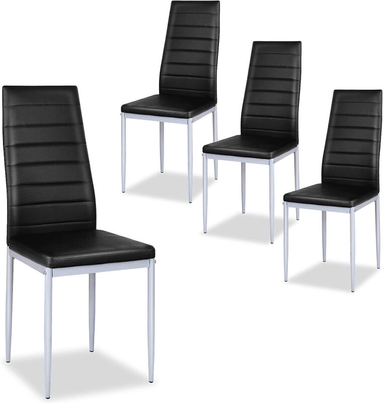 Costway Set of 4 Armless Upholstered Dining Chairs with High Back-Black