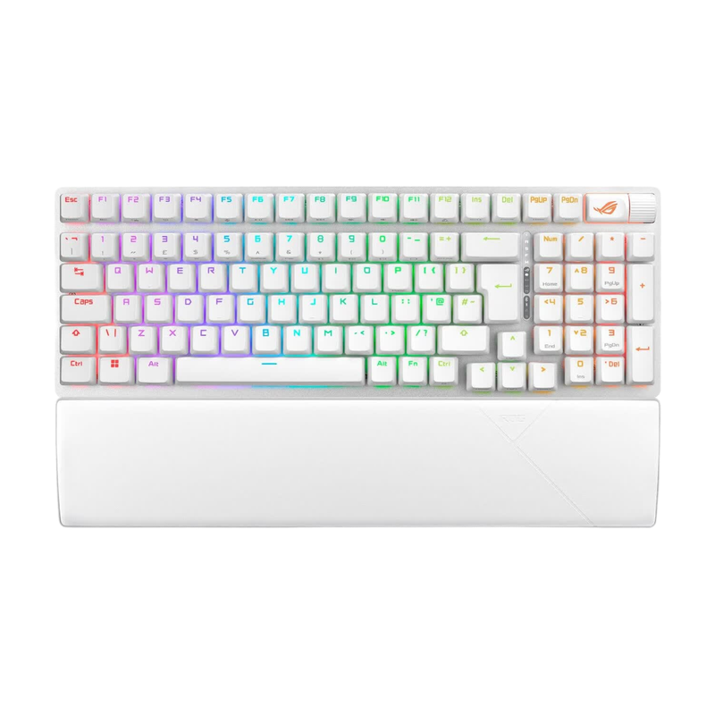 ASUS ROG Strix Scope II 96 Wireless Gaming Keyboard - White UK Layout | 3-Mode Connectivity & Full RGB Backlighting