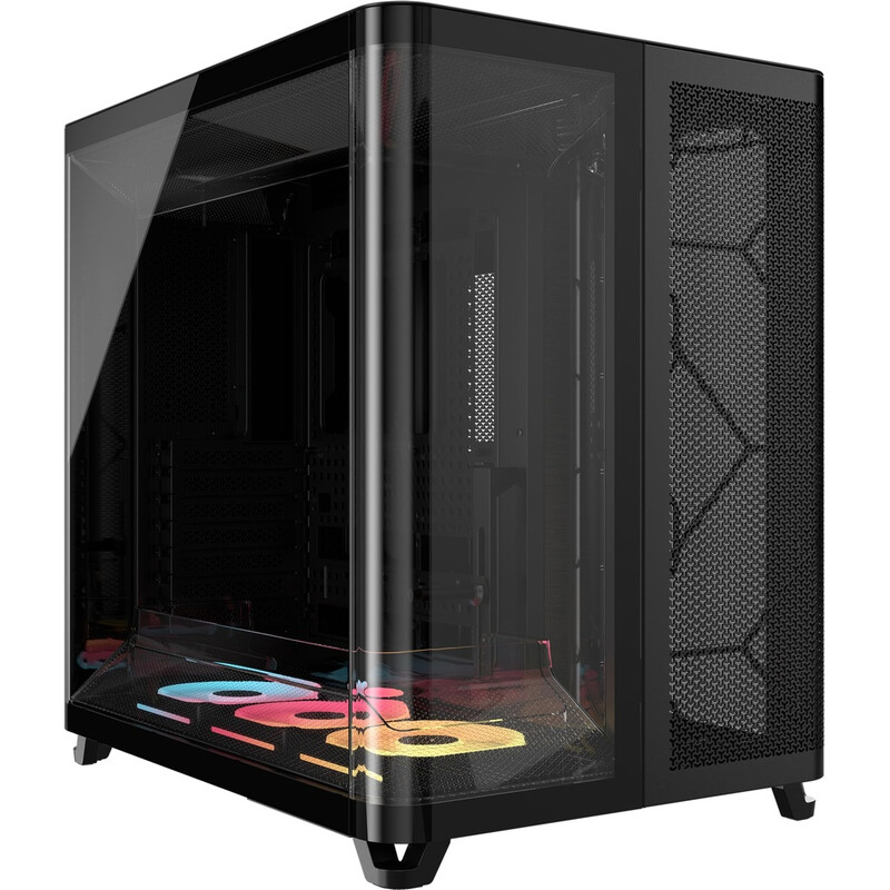 CORSAIR iCUE LINK Air 5400 LX-R Dual-Kammer-Gehäuse - ATX, 3X LX RGB Lüfter, Gehärtetes Glas, Schwarz