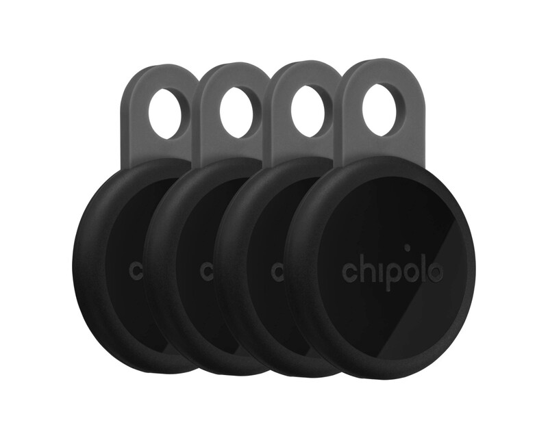Chipolo LOOP 4er-Pack - Wiederaufladbarer Tracking-Tag Kompatibel mit Apple Find My für iPhone (Anthrazit)